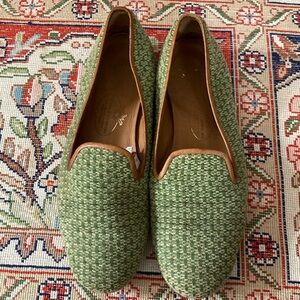 Stubbs & Wootton Needlepoint Green Flats Women’s 8